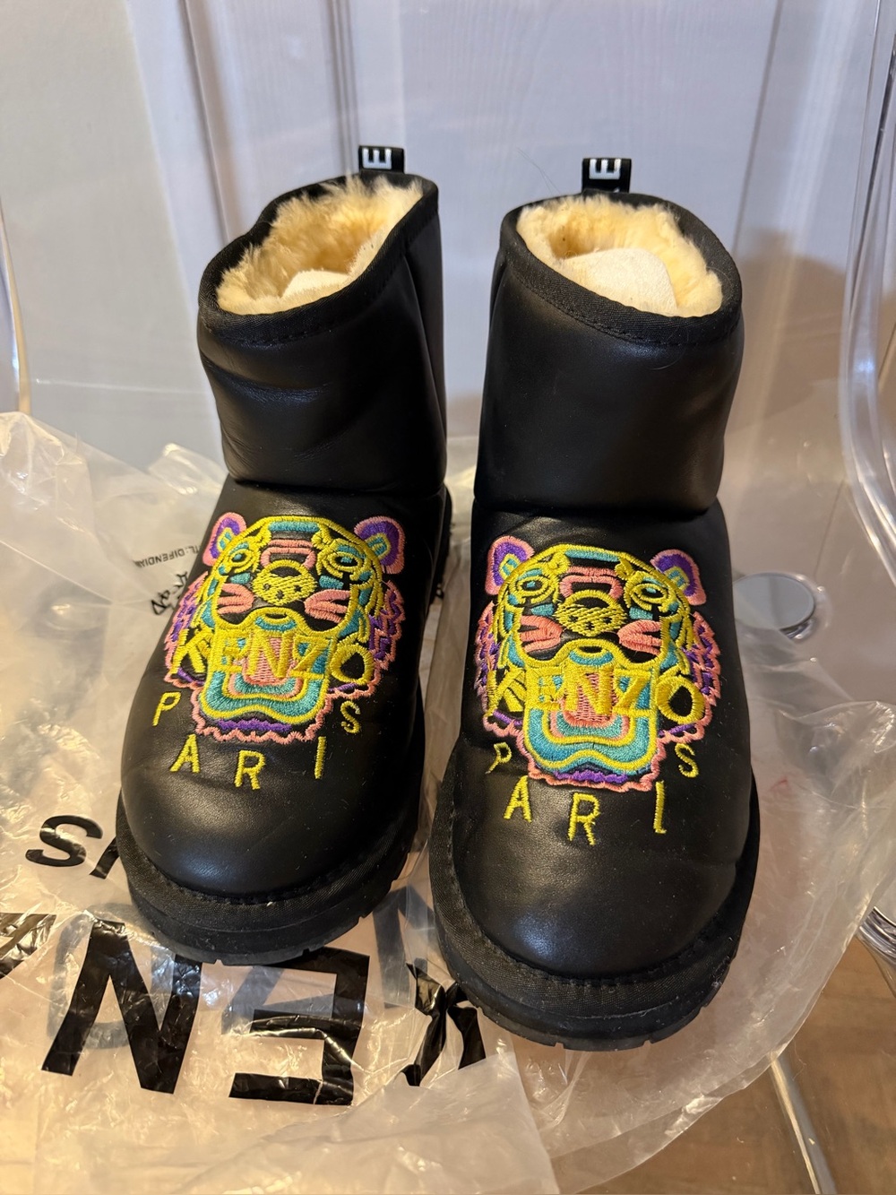 Kenzo Black Rugged Sole Boots